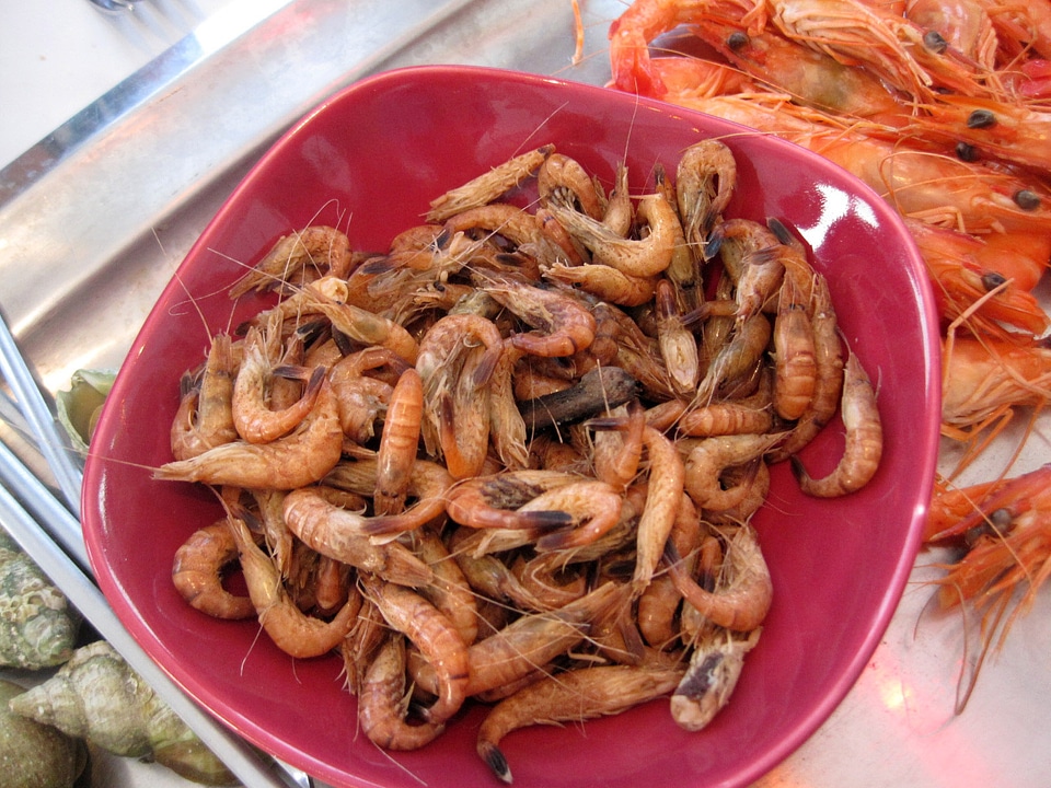 Bowl of Brown Shrimp for a snack