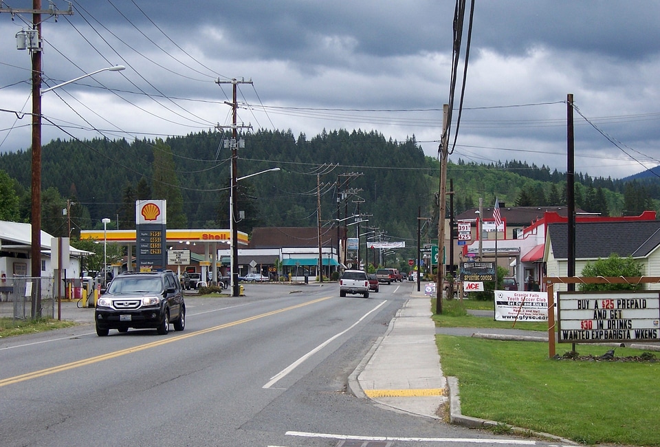 Downtown Road in Granite Falls, Washington