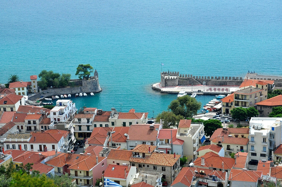 Nafpaktos; view from the fortress in Greece