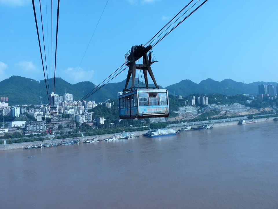 Cable Railway over Yangtse River in Chongqing, China