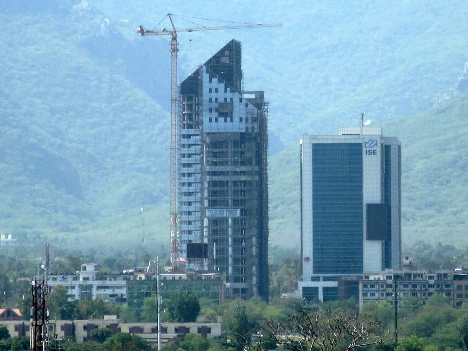 Telecom Tower and Islamabad Stock Exchange in Pakistan