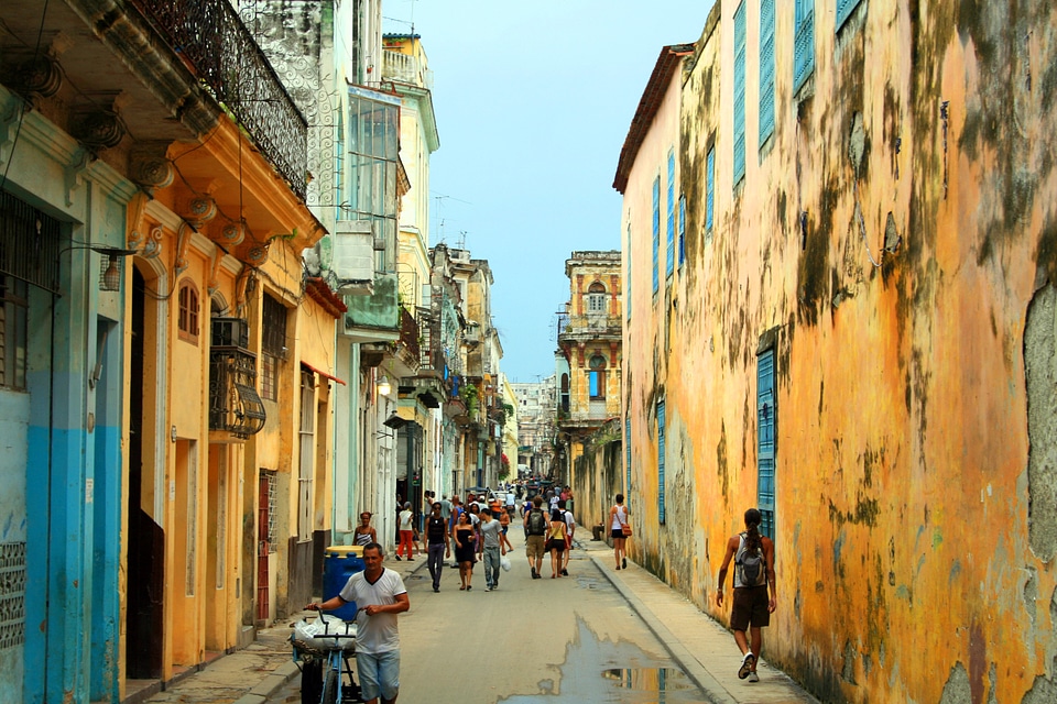 Streets with people in Havana, Cuba photo