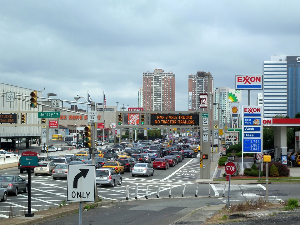 Looking at I-78 crosses Jersey Avenue on its way to Holland Tunnel in Jersey City, New Jersey