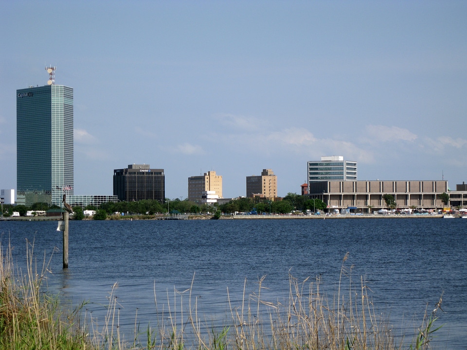 Downtown Lake Charles, with Capital One Tower to the left in Louisiana