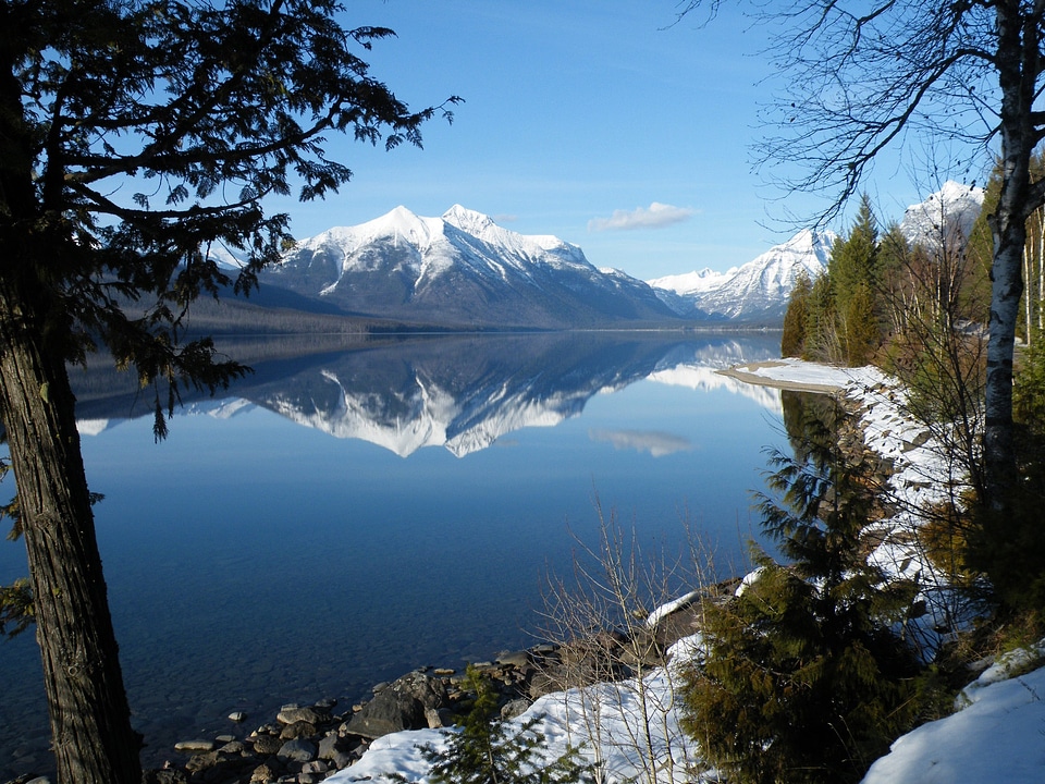 Landscape of lake McDonald at Glacier National Park, Montana photo