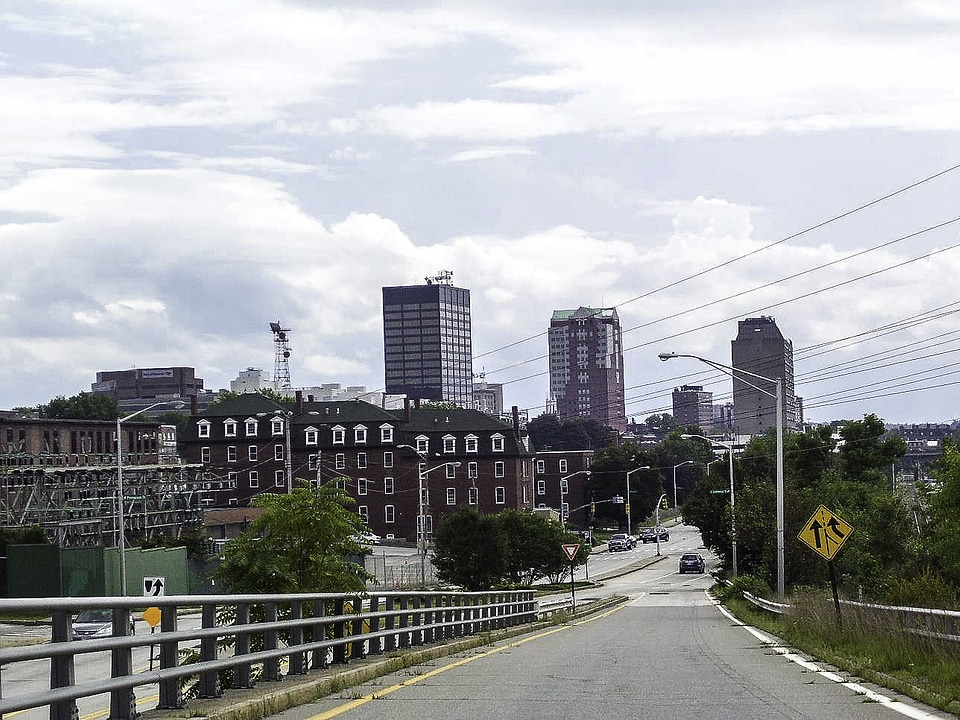 View of downtown from the north in Manchester, New Hampshire