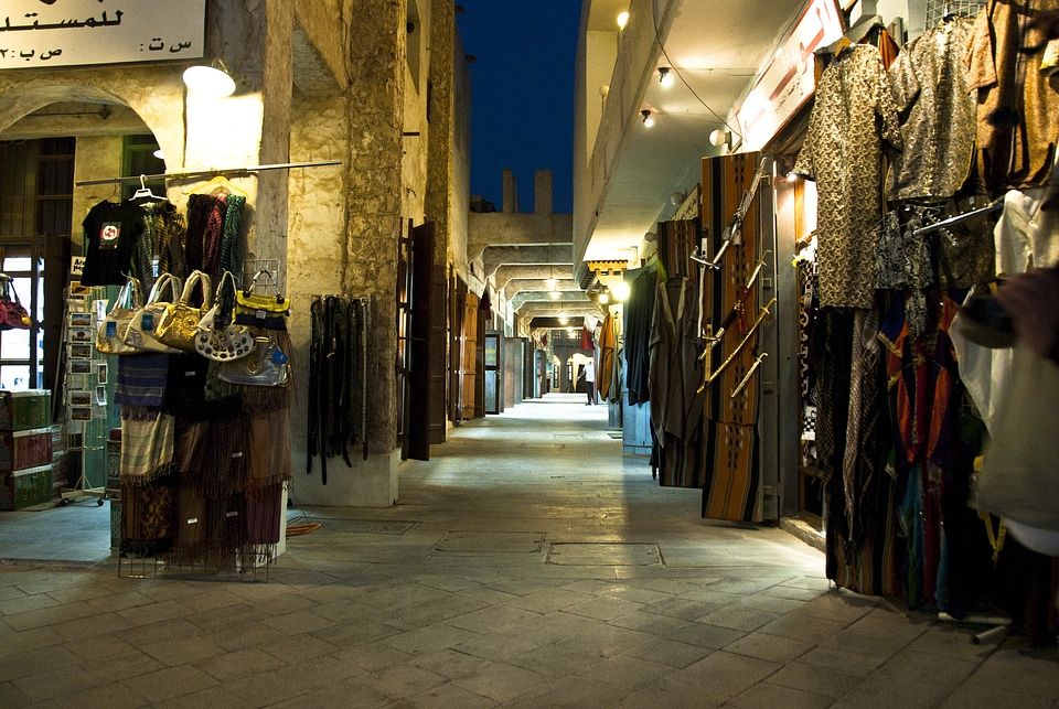 Souq Waqif, Doha, Qatar stores at night