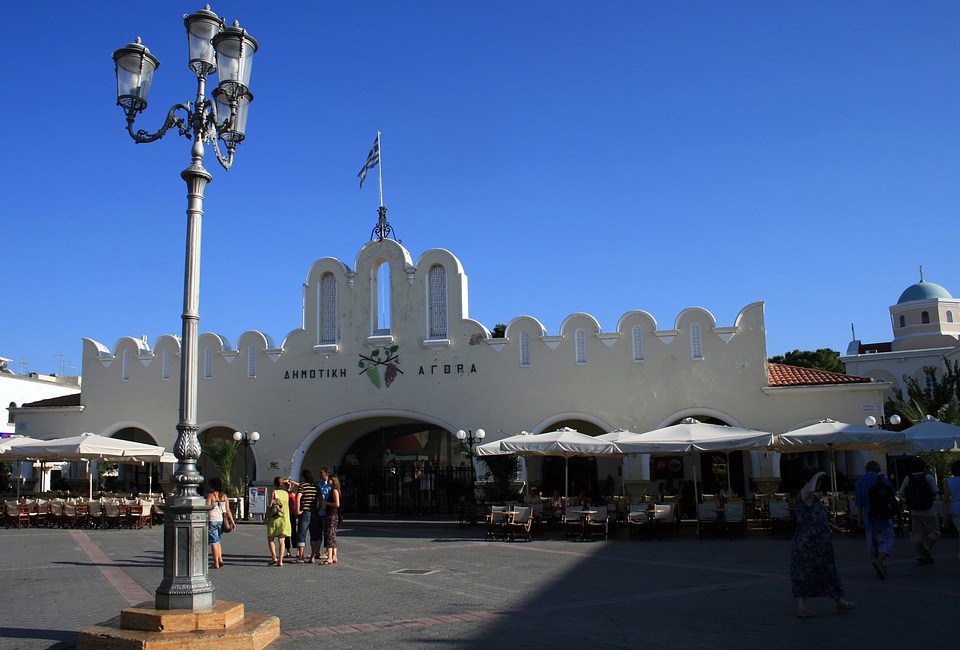 View of the municipal market in Kos, Greece