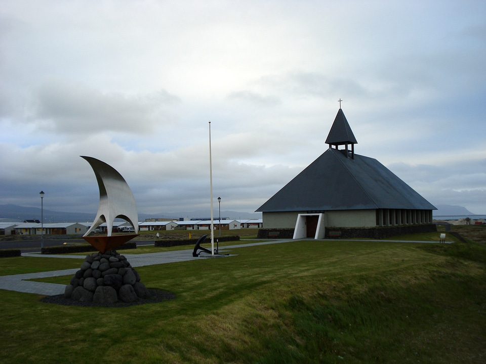 Lutheran Church in the landscape in Þorlákshöfn, Iceland
