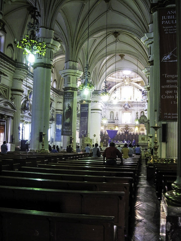 Inside of the main hall of the cathedral in Guadalajara, Mexico photo