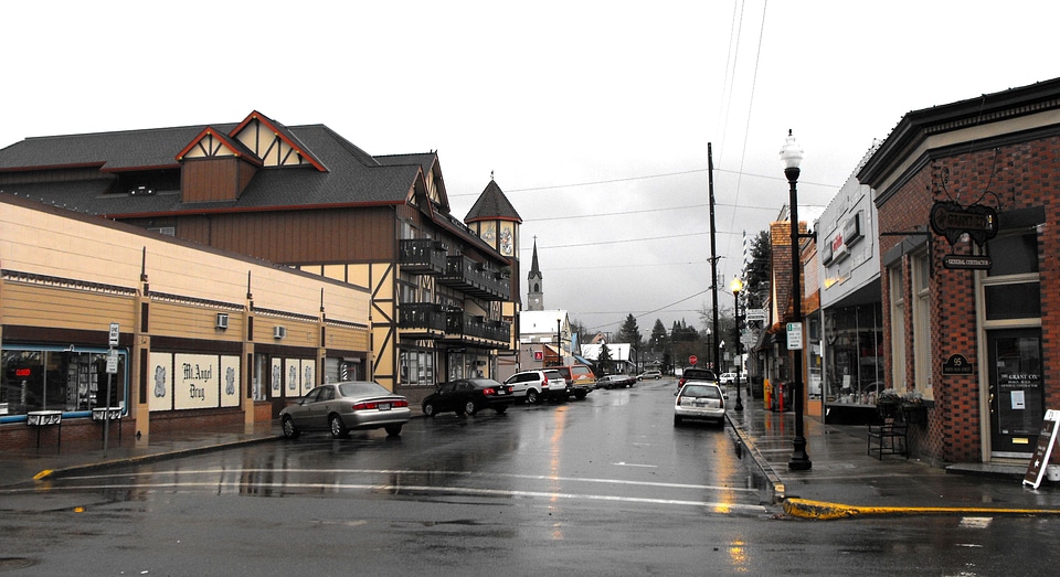 Charles Street in central Mt. Angel in Oregon