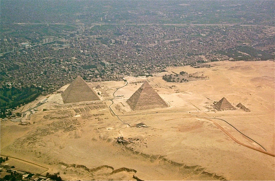 Giza Pyramids and Cityscape in Egypt
