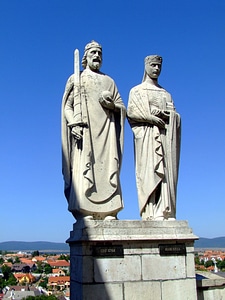 Statue of King Stephen I. and Queen Gisela in Veszprem, Hungary