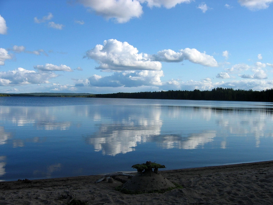 The lake landscape of Pirttijärvi in Puolanka, Finland