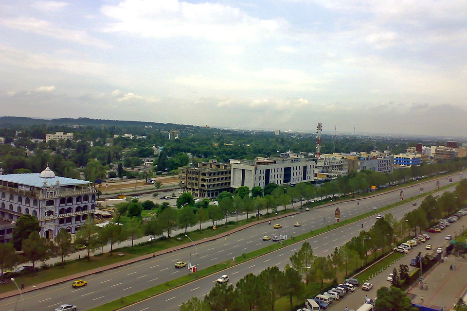 View of Blue Area from Jinnah Avenue in Islamabad, Pakistan