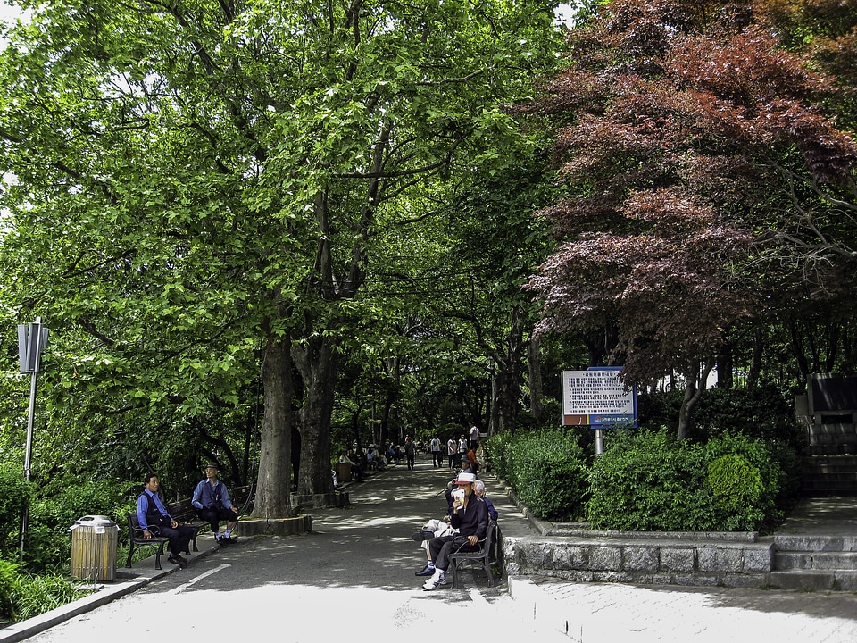 A walkway in Jayu Park in Incheon, South Korea
