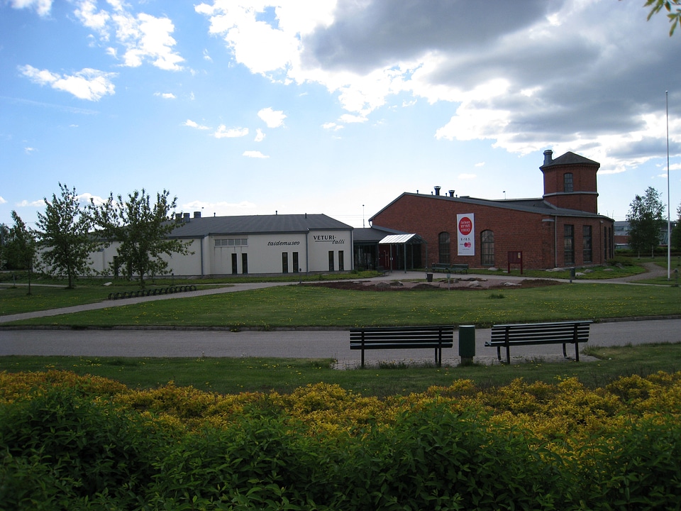 Art gallery in the old locomotive shed in Salo, Finland
