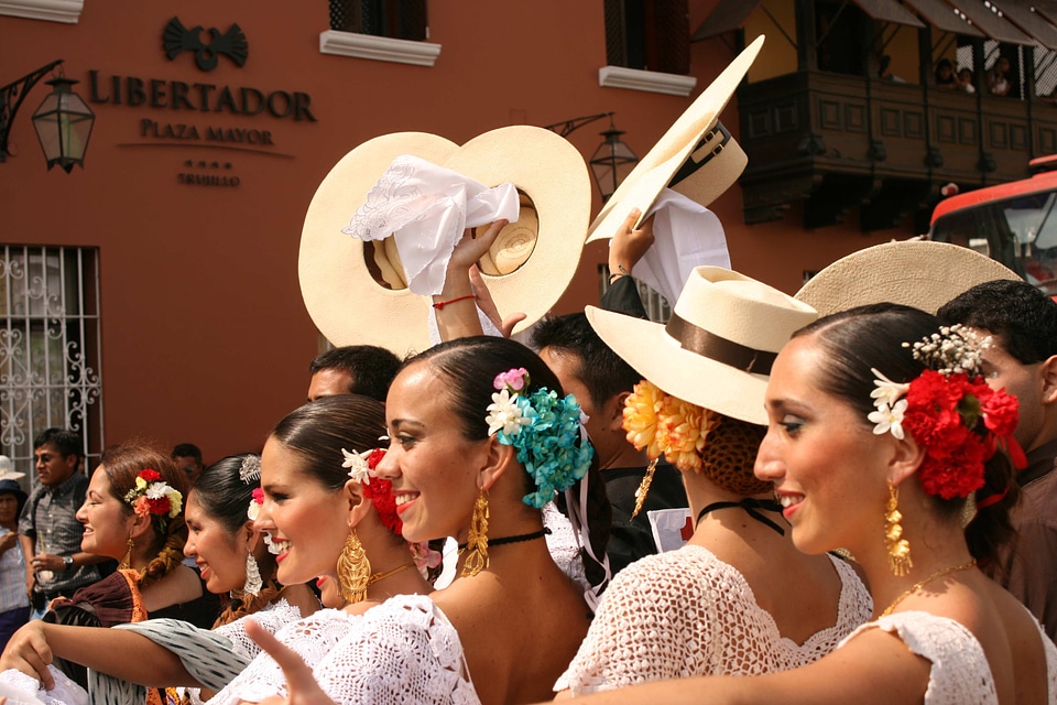 Marinera dancers in Trujillo festival in Trujillo, Peru