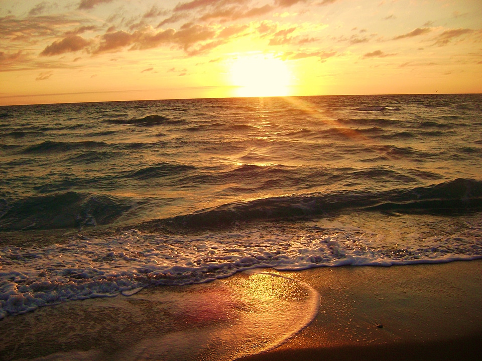 Sun rising over the Atlantic Ocean in Hollywood, Florida