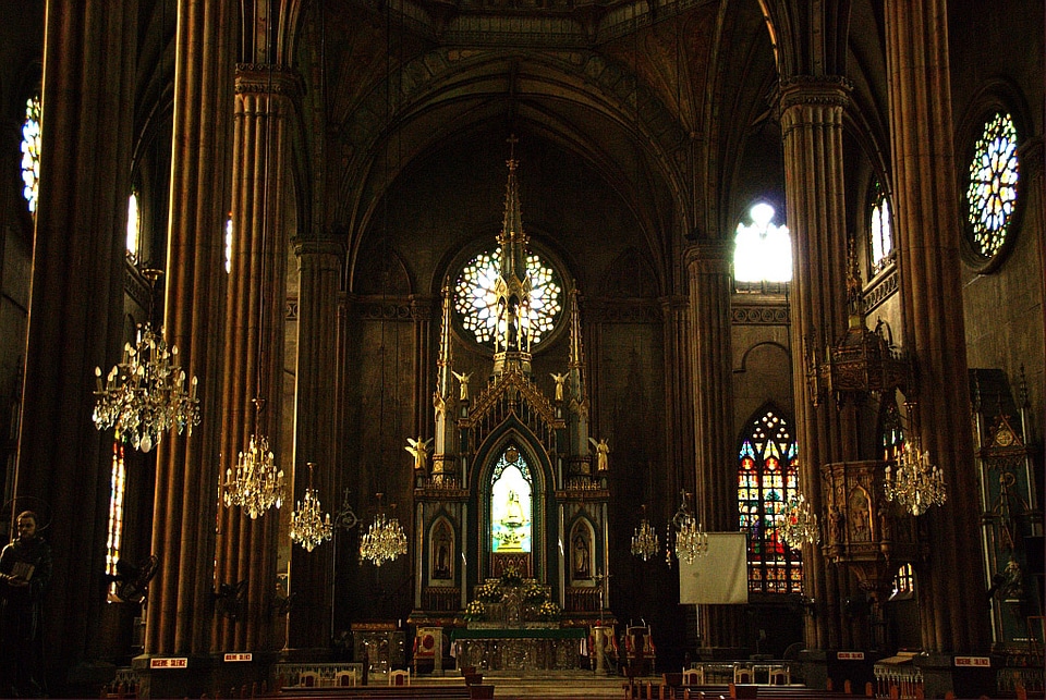 Interior of Basilica Minore de San Sebastian in Manila, Philippines