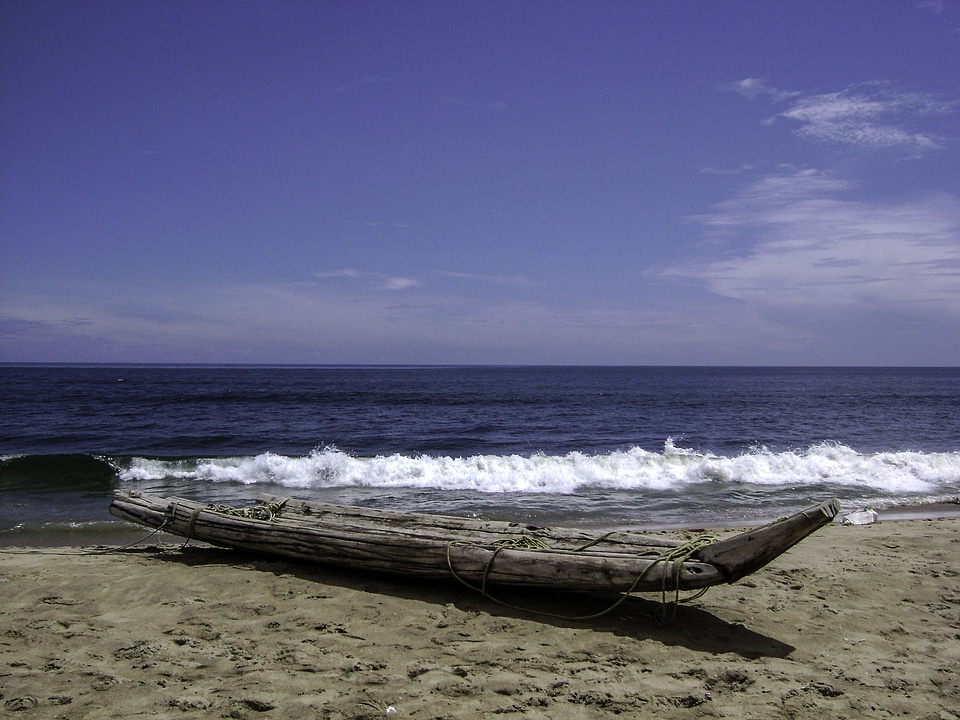 A catamaran on the beach in Chennai, India