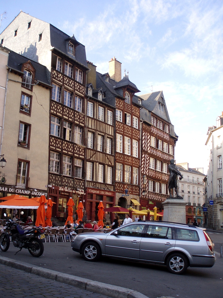 Medieval houses at Champ-Jacquet in Rennes, France