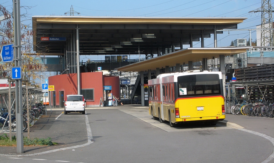 Zollikofen train station with Buses in Switzerland