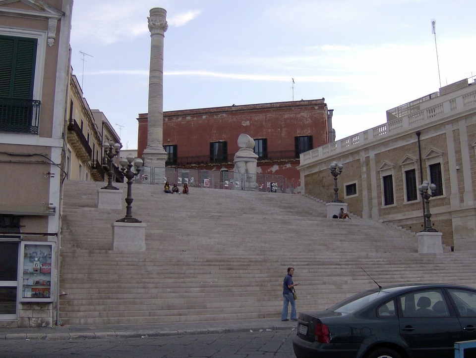Roman column marking the end of the ancient Via Appia in Brindisi, Italy