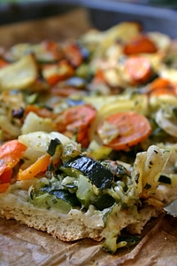 Food pizza topping vegetarian photo