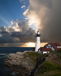 Lighthouse sky and landscape in Portsmouth, New Hampshire photo