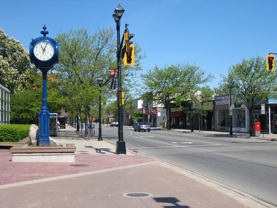 Brant Street, downtown in Burlington, Ontario, Canada