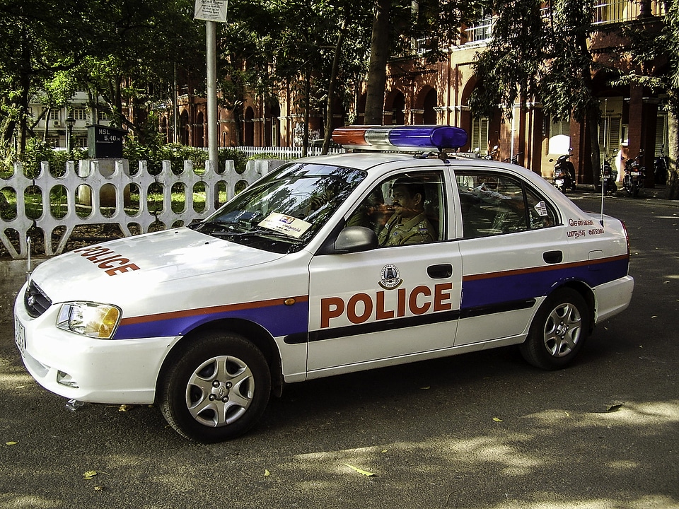 A Police Patrol Car in Chennai, India