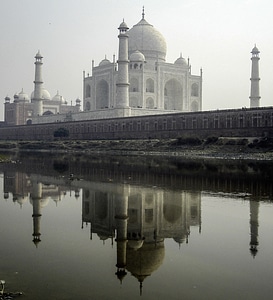 Taj Mahal from the Northern Bank of river Yamuna in India photo