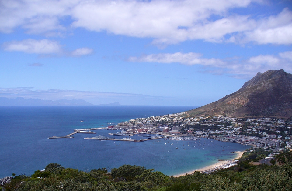 Simonstown harbor landscape in Cape Town, South Africa