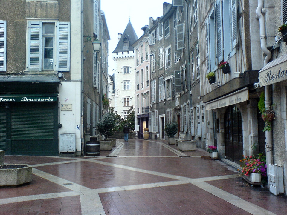 The Château Quarter in the rain in Pau, France