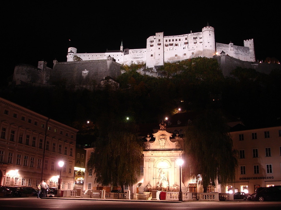 Festung Hohensalzburg with Kapitel Square in the Background in Salzburg, Austria
