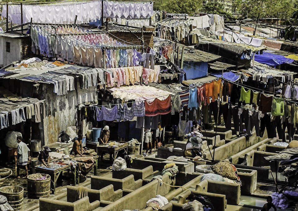 Washing clothes factory in Mumbai, India