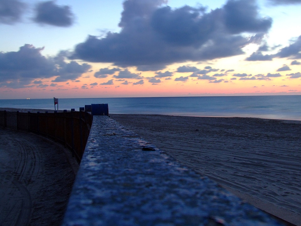 Ashdod beach with dusk sky and clouds in Israel