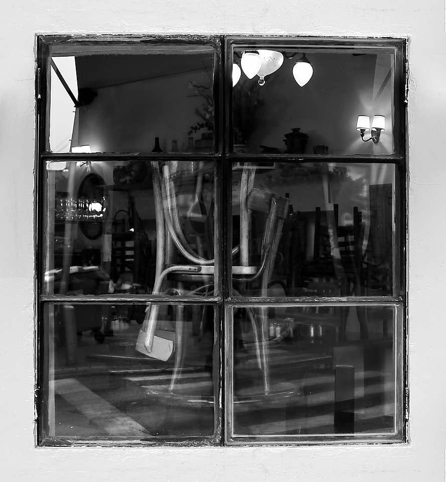Black and white café furniture photo