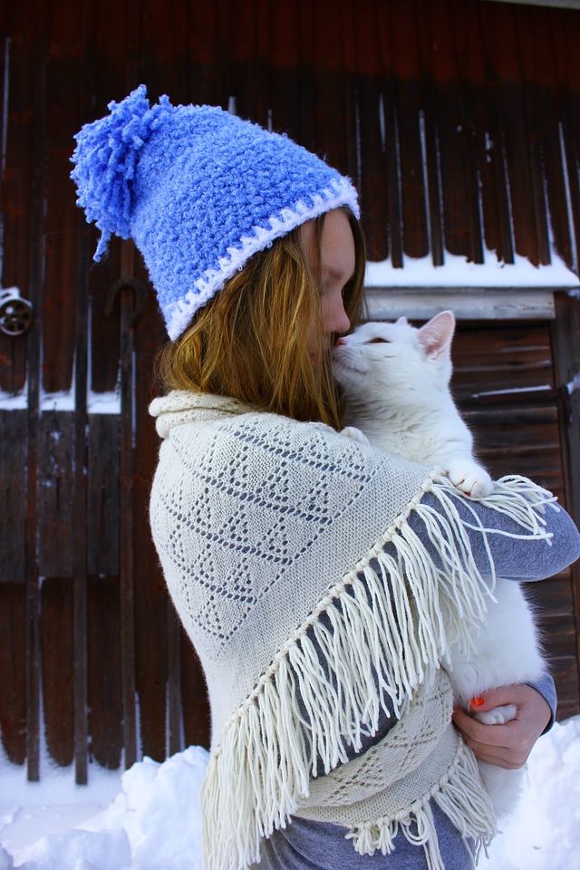 Scarf white cat white