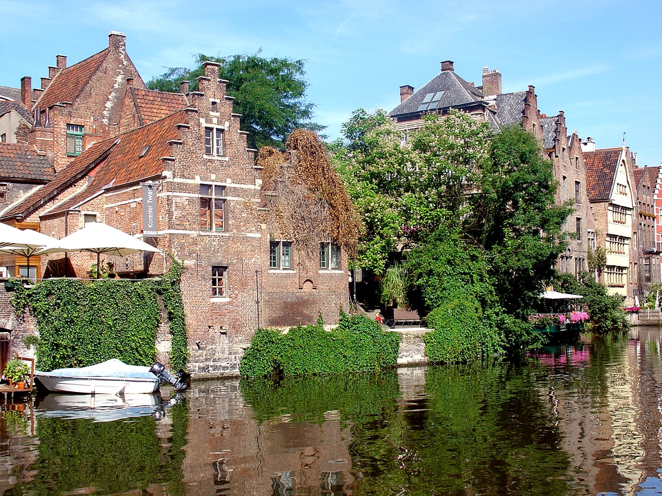 Buildings along the Leie river in Ghent, Belgium