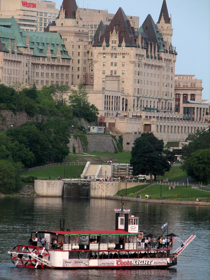 Château Laurier seen from across the Ottawa river, Ontario, Canada