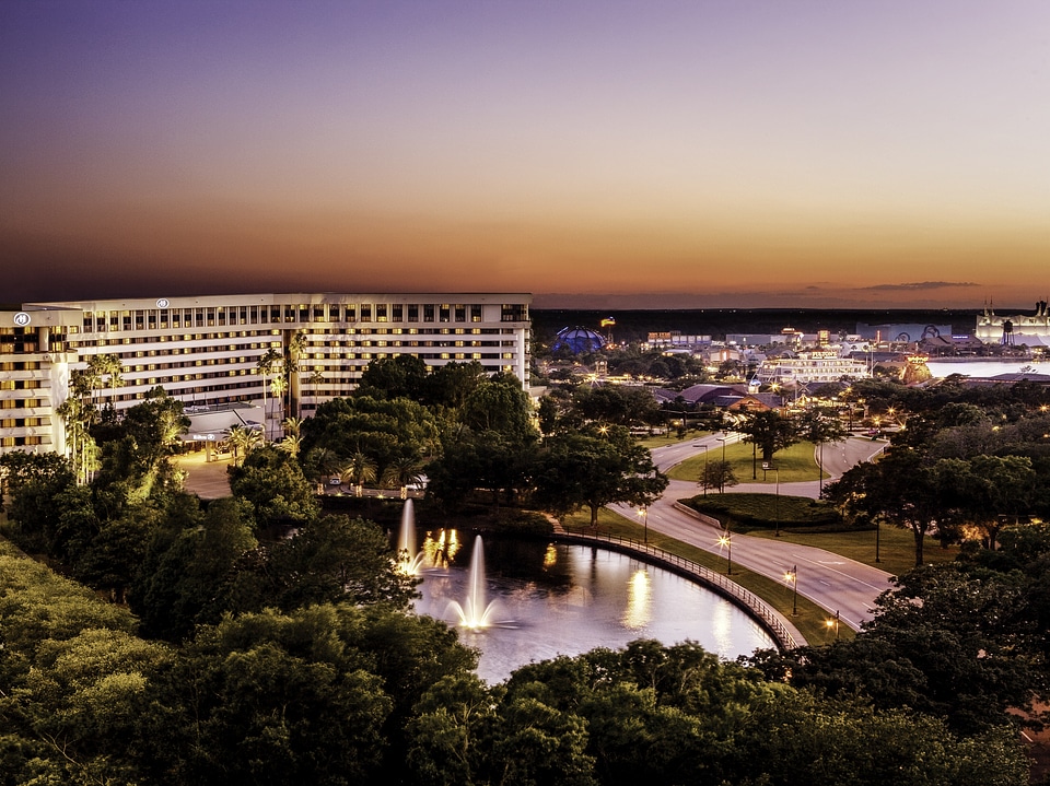 Hilton Night landscape at Dusk in Orlando, Florida