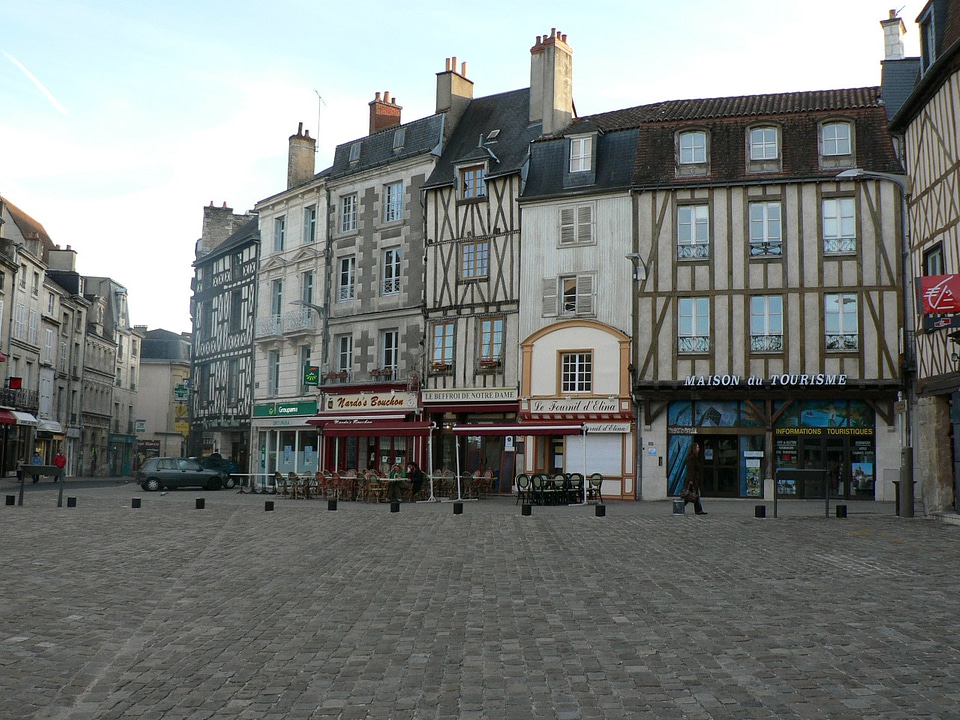 Charles-de-Gaulle place and its medieval heritage in Poitiers, France