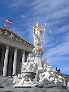 Austrian Parliament Building Statue in Vienna, Austria photo