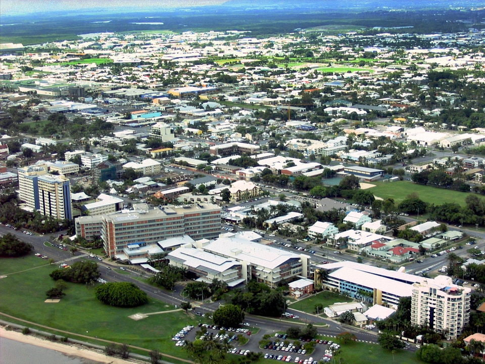 Cairns Hospital from the air in Queensland, Australia
