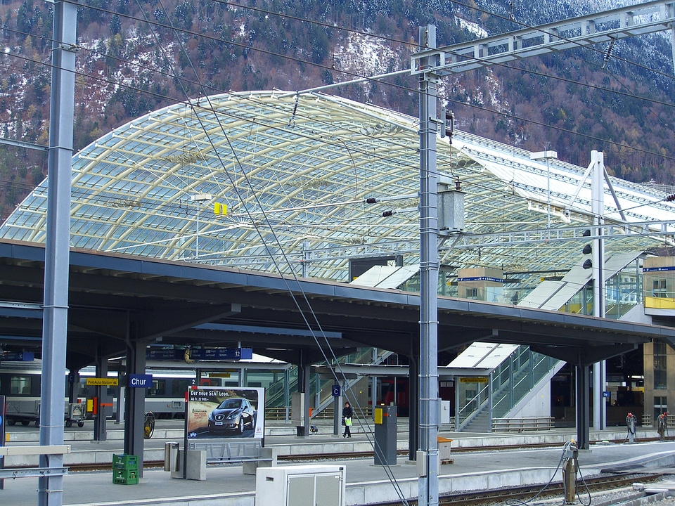 Railway and Post bus station in Chur, Switzerland