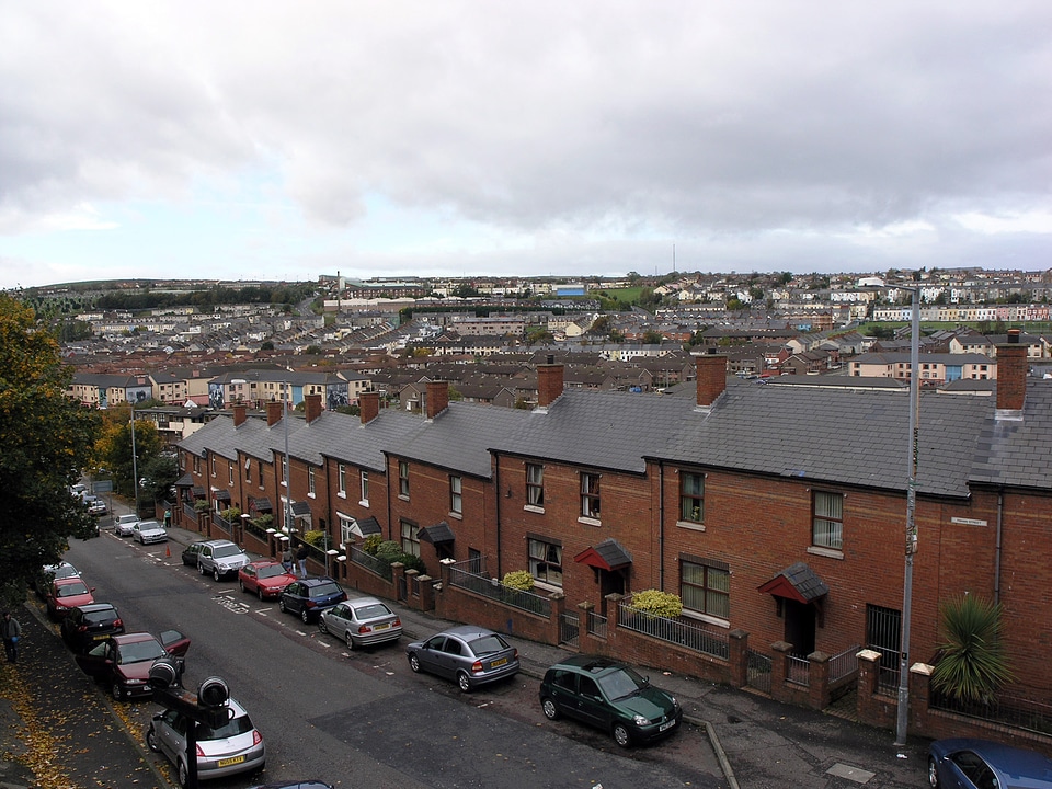 Bogside area viewed from the walls in Derry, Ireland