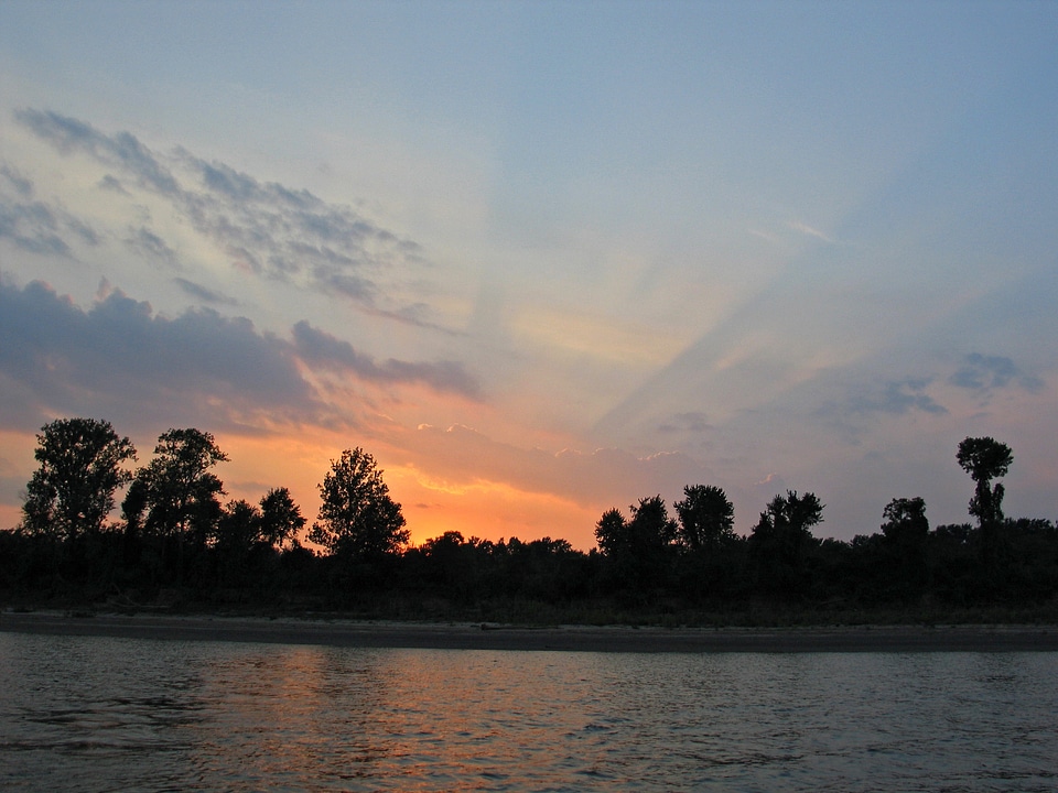 Sunset over the Ohio River landscape in West Virginia