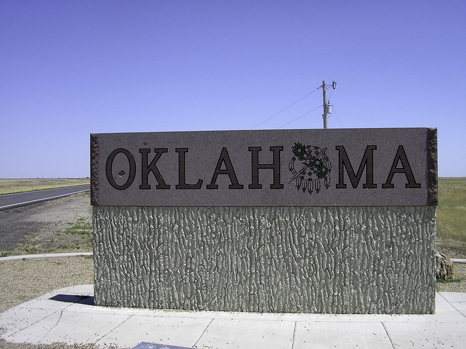 Oklahoma welcoming sign at the panhandle